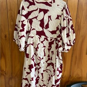 Elegant Red and White Patterned Dress